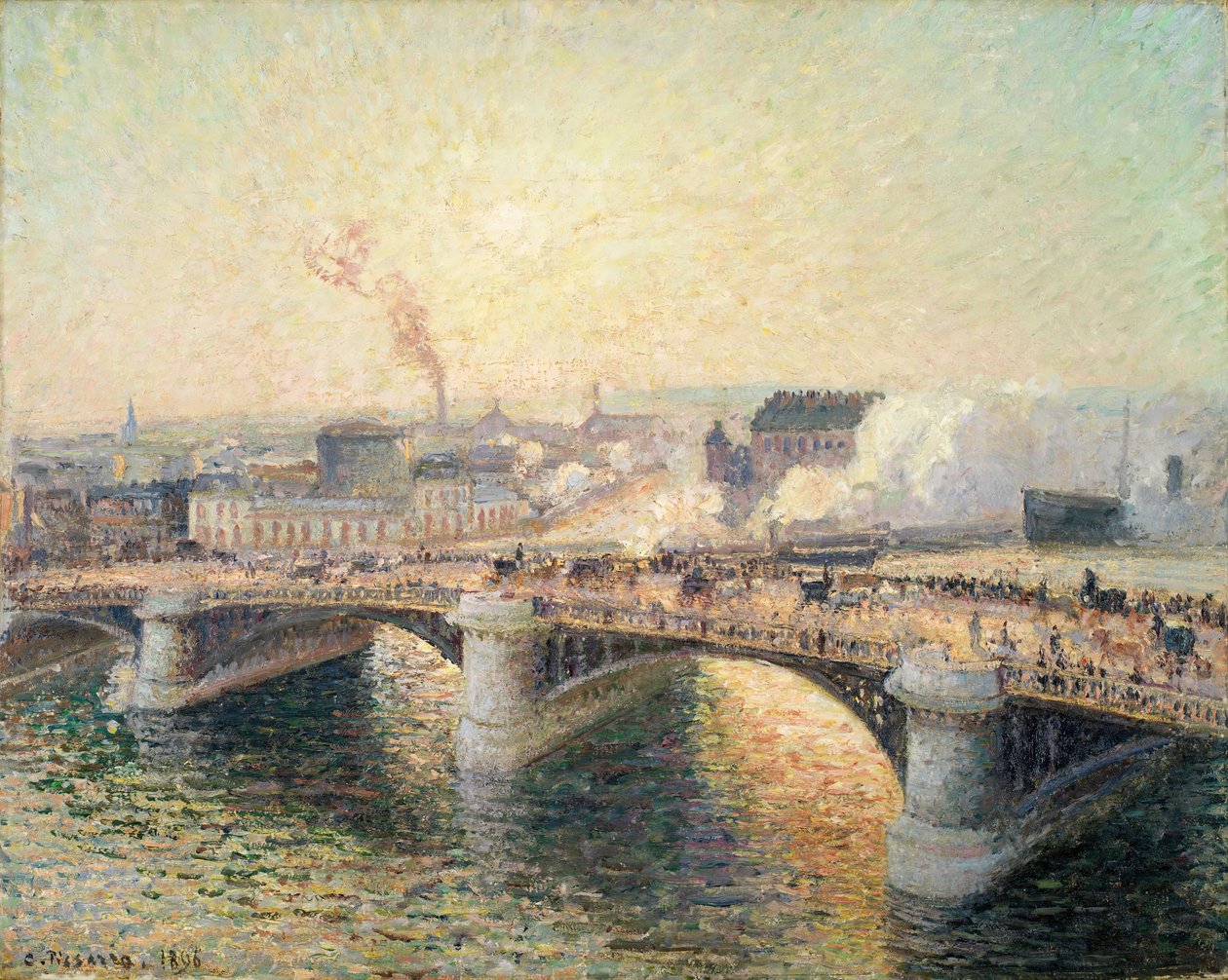 夕阳下的博伊尔迪厄桥，鲁昂，1896年。   作者 卡米尔·毕沙罗