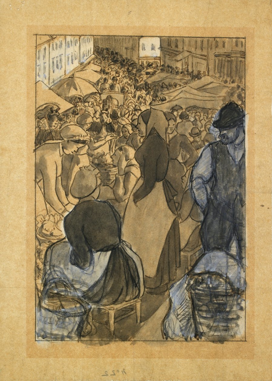 市场场景，约1880年代 作者 卡米尔·毕沙罗
