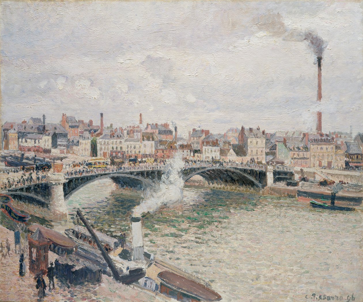 早晨，阴天，鲁昂，1896年。 作者 卡米尔·雅各布·毕沙罗