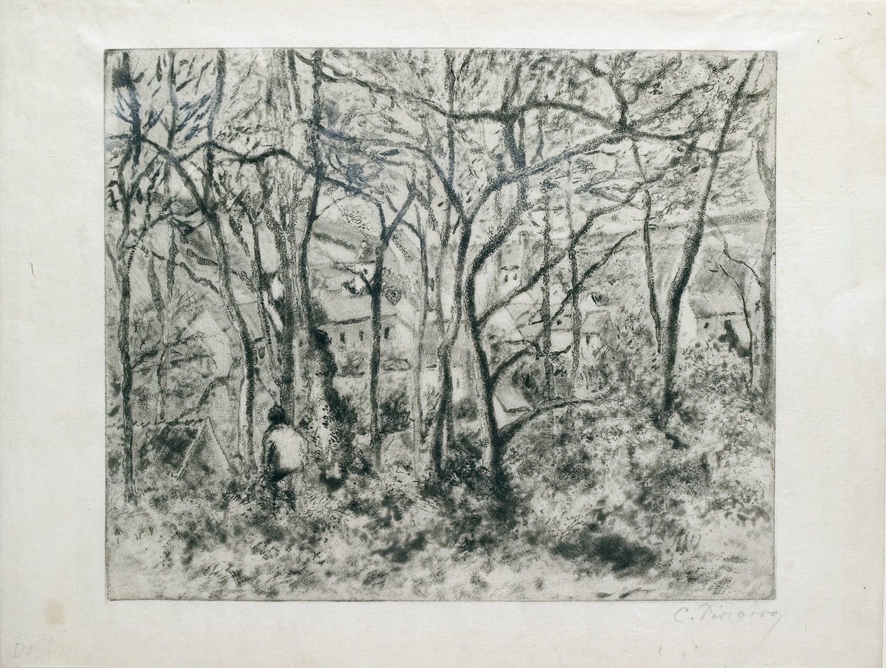 木下风景，在Hermitage Pontoise，1879年 作者 卡米尔·毕沙罗