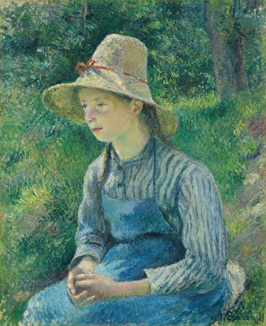 戴草帽的农家女》，1881年。 作者 卡米尔·毕沙罗