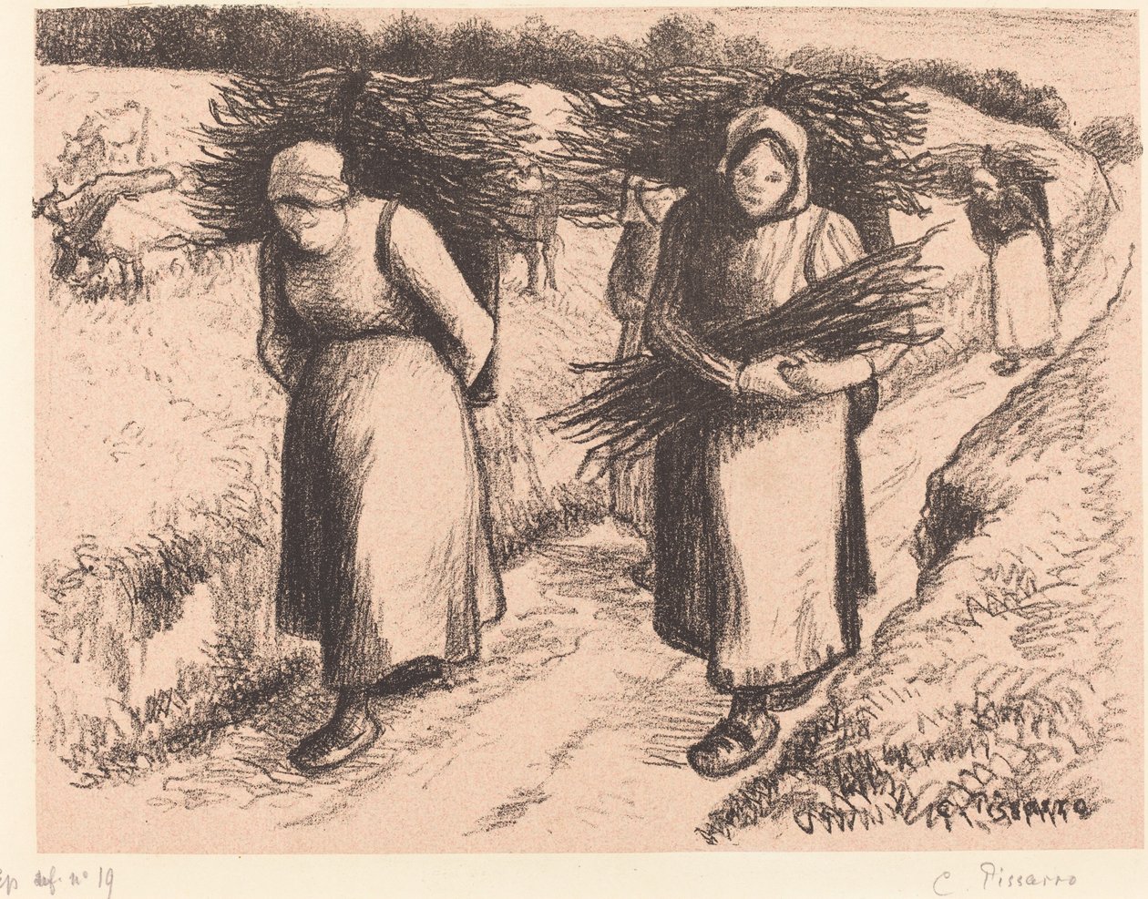 拿着棍子的农民 Paysannes portant des fagots, 1896. 作者 卡米尔·毕沙罗
