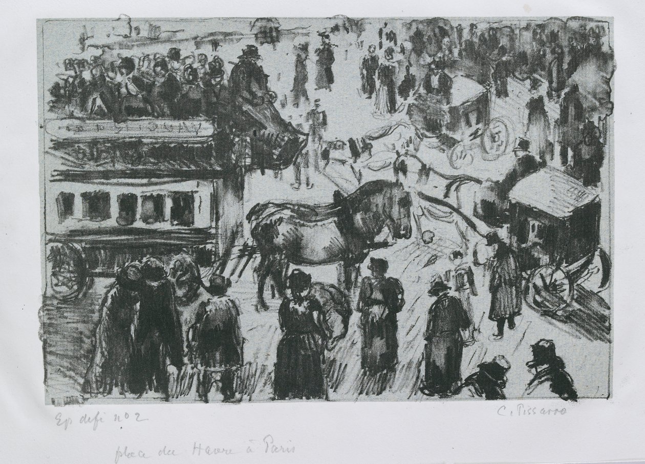 巴黎哈弗尔广场，约1897年 作者 卡米尔·毕沙罗