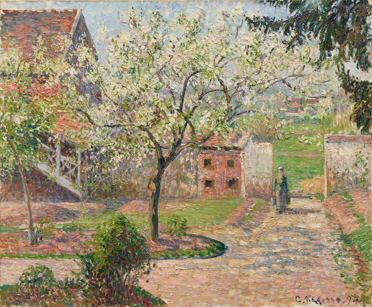 开花的梅树，埃拉格尼。画家之家》，1894年。 作者 卡米尔·毕沙罗