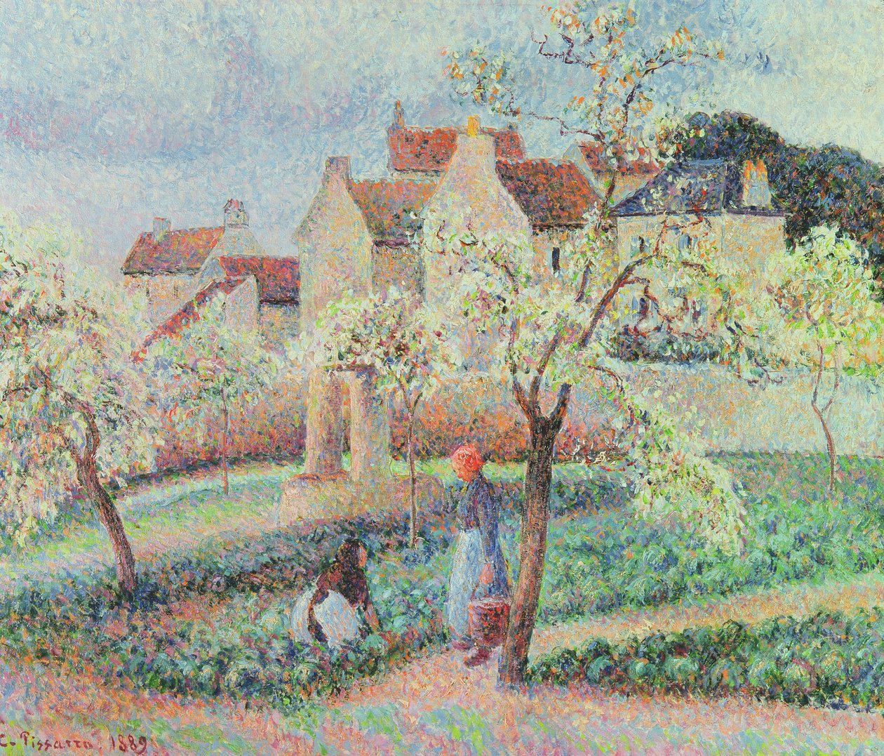 花中的梅花树，1889年 作者 卡米尔·雅各布·毕沙罗