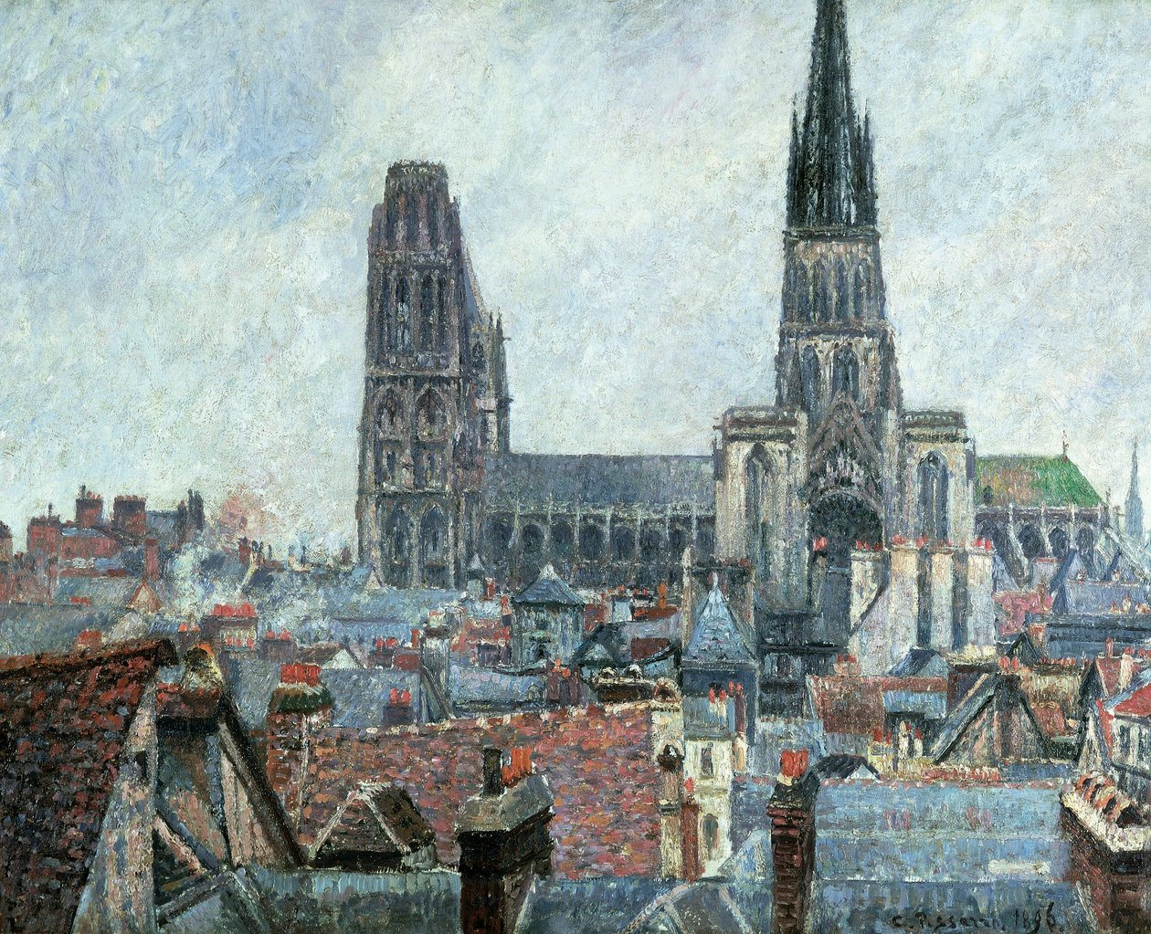 Roofs of Old Rouen: Grey Weather (Cathedral) 作者 卡米尔·毕沙罗
