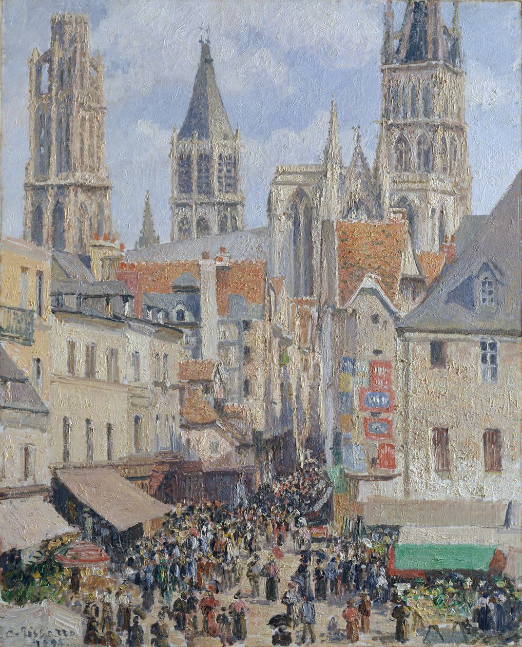 Rue delépicerie，鲁昂的阳光效果，1898年。 作者 卡米尔·雅各布·毕沙罗