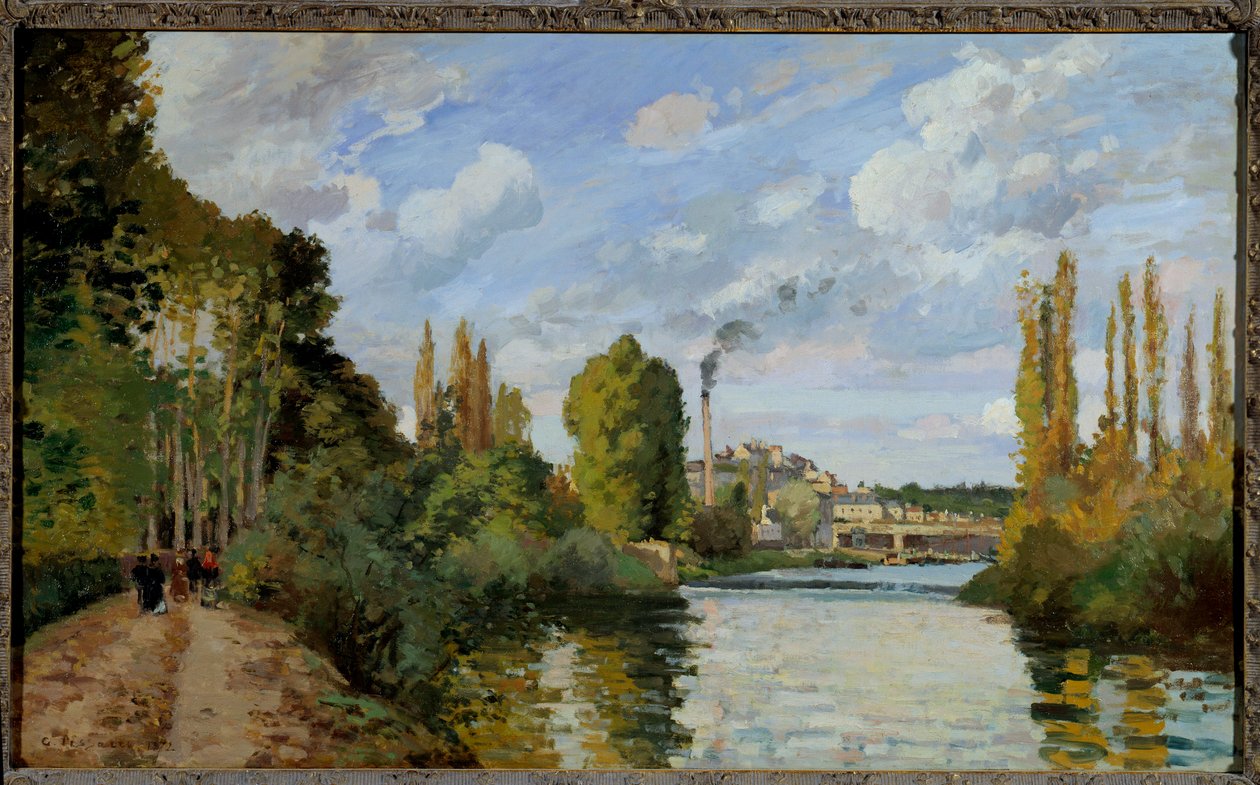 蓬图瓦兹的瓦兹河畔油画，卡米尔·毕沙罗（Camille Pissarro） 作者 卡米尔·雅各布·毕沙罗