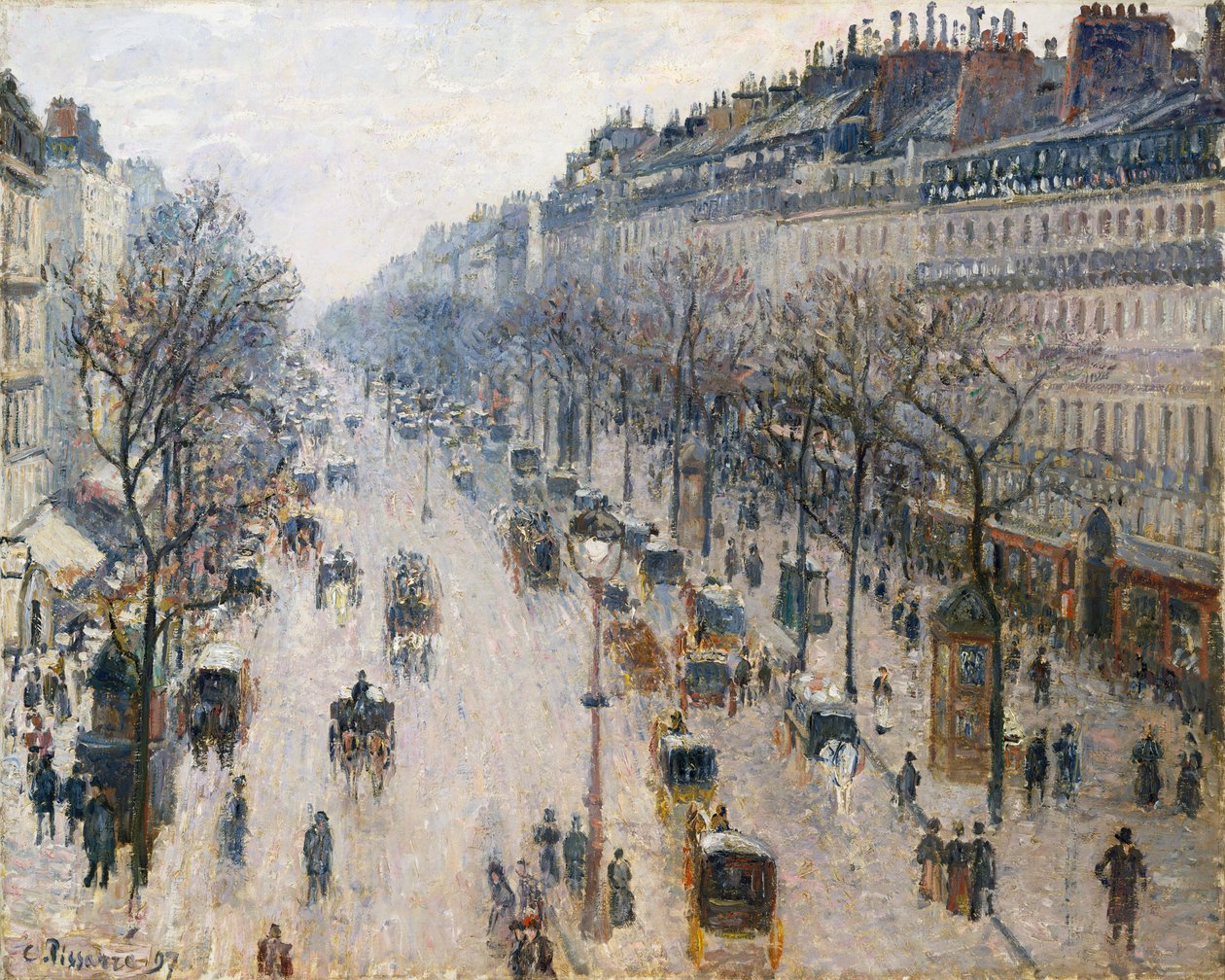 蒙马特大道（Boulevard Montmartre）在一个冬天的早晨，1897年。 作者 卡米尔·雅各布·毕沙罗