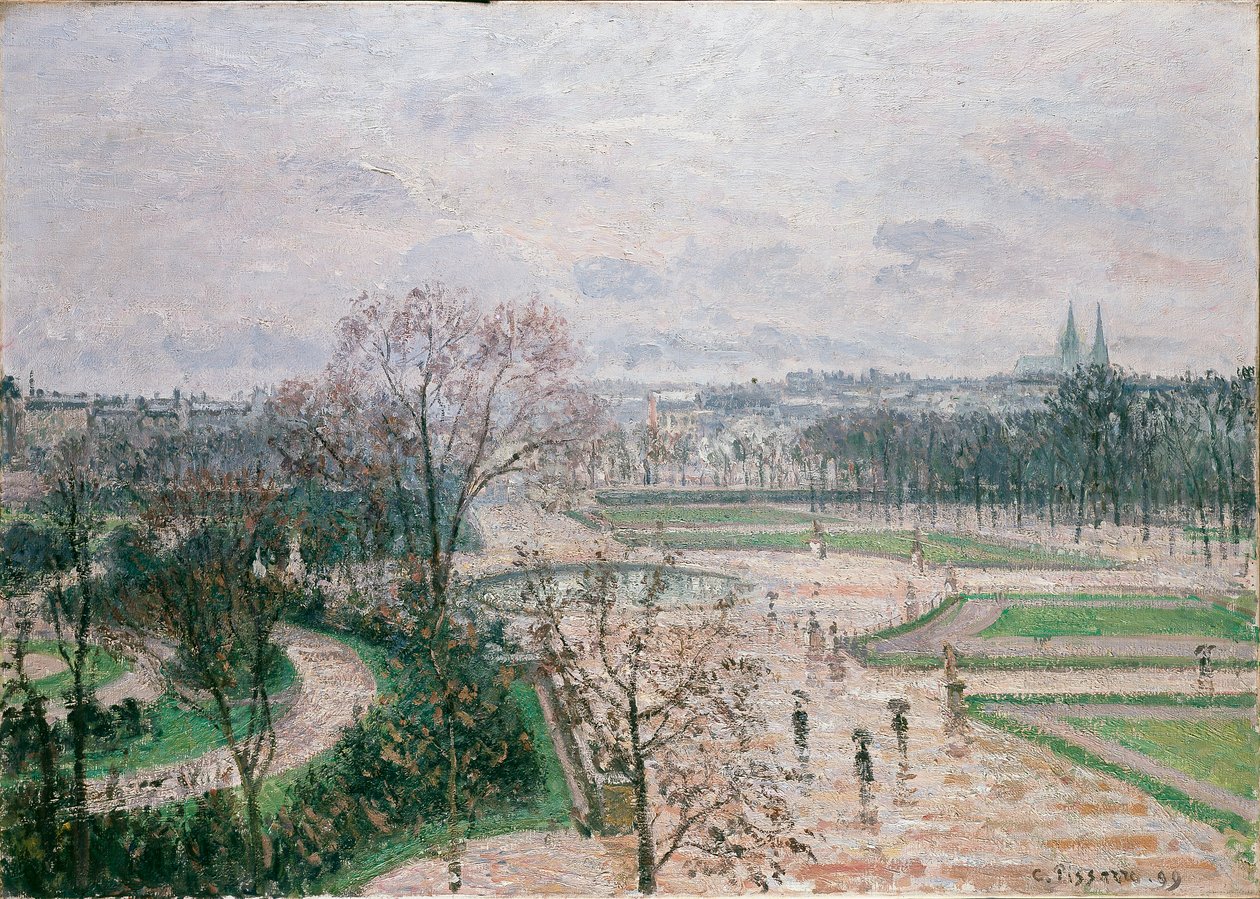 杜伊勒里花园，下雨的天气，1899年 作者 卡米尔·毕沙罗