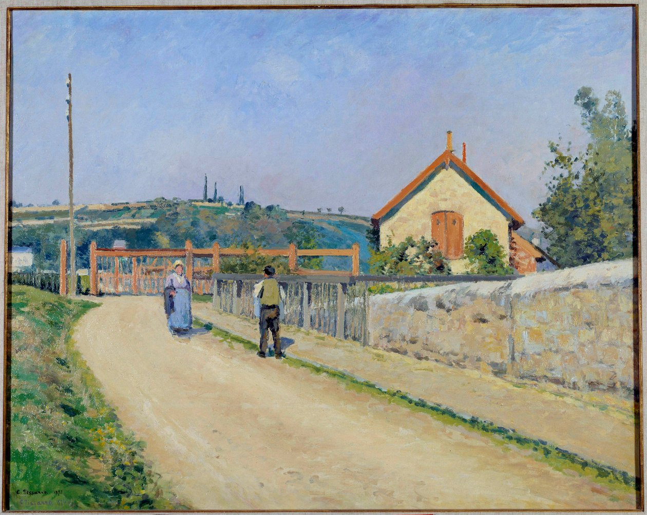 Patis 的铁路屏障，靠近蓬图瓦兹 卡米尔·毕沙罗 (Camille Pissarro，1830-1903 年) 1873 年华盛顿的画作。 菲利普斯收藏 作者 卡米尔·雅各布·毕沙罗