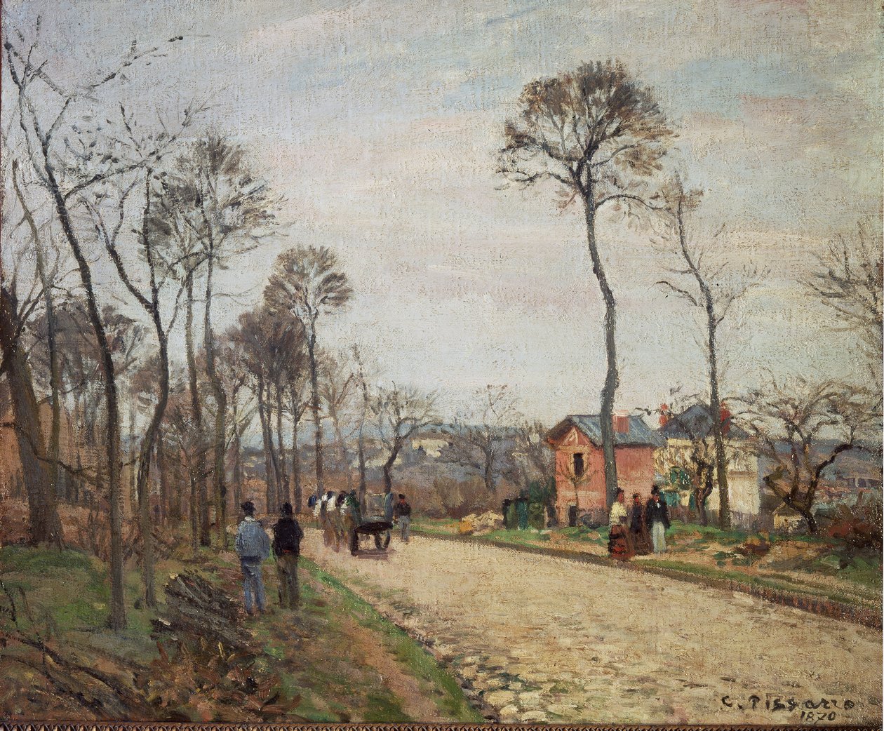 通往 Louveciennes 的路 - 1870 年。布面油画 作者 卡米尔·雅各布·毕沙罗