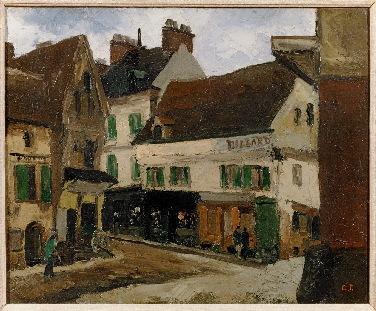 Une place a la Roche-Guyon - La Roche-Guyon 的市政广场......（布面油画） 作者 卡米尔·毕沙罗