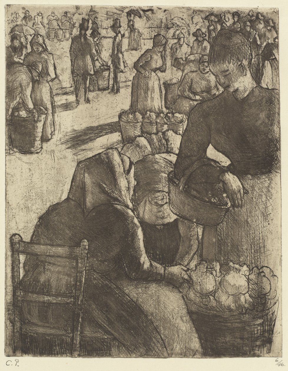 Pontoise的蔬菜市场 Marche aux legumes a Pontoise, 1891. 作者 卡米尔·毕沙罗