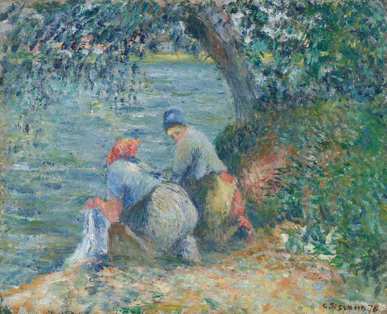 水边的洗衣女工，Pontoise，1878年。 作者 卡米尔·毕沙罗