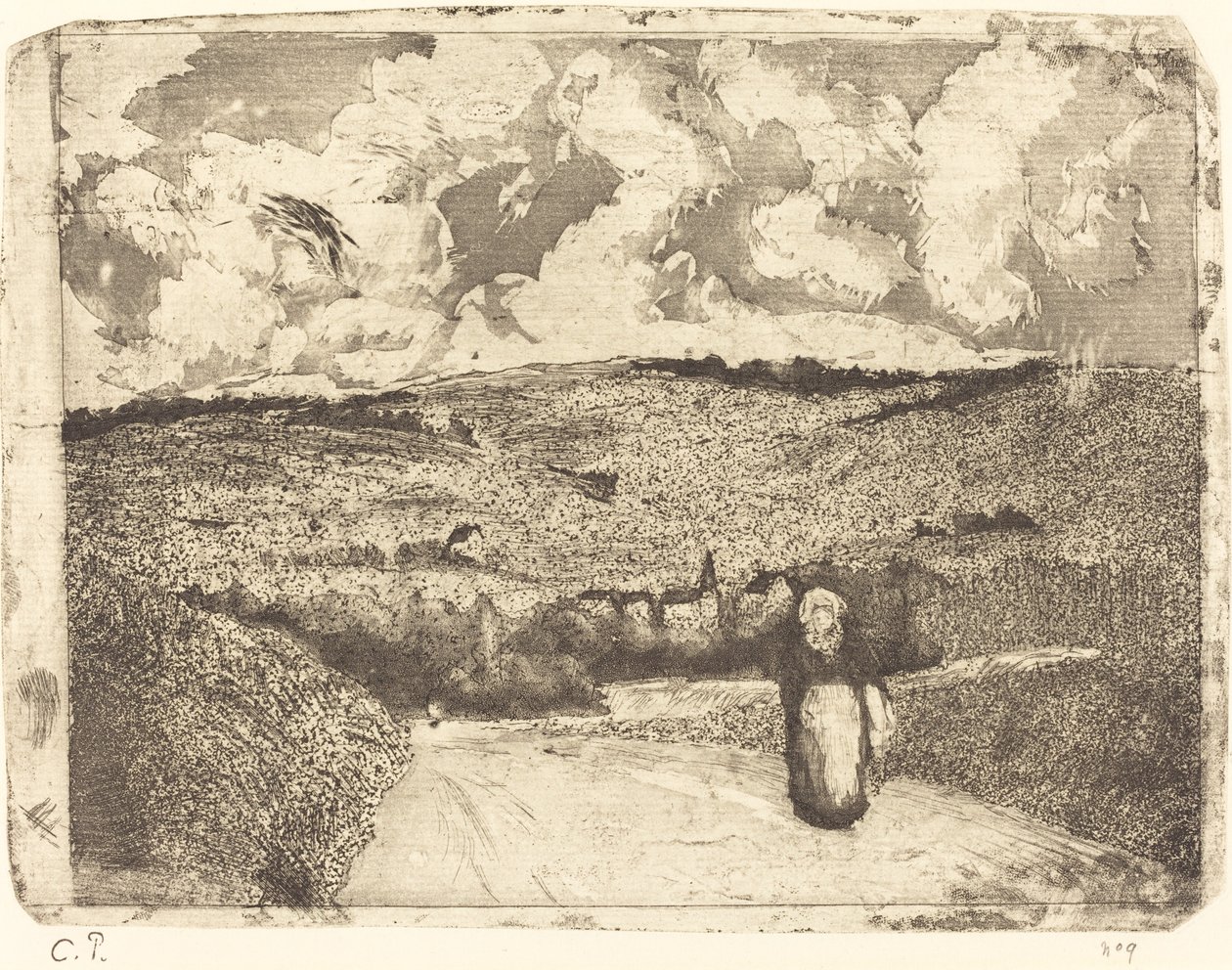 路上的女人 La femme sur la route, 1879. 作者 卡米尔·毕沙罗