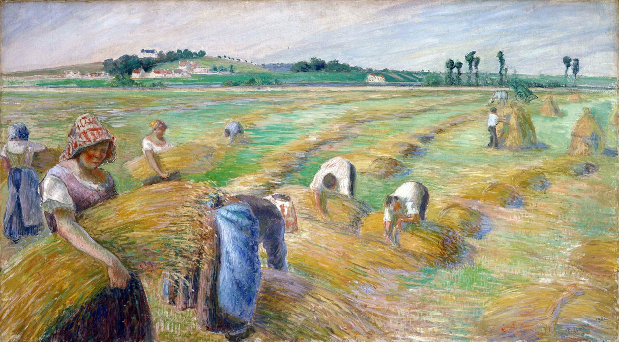 卡米耶-毕沙罗（1830-1903）的画作 "les moissons" Dim 70,3x126 cm 1882 东京国立西洋美术馆 作者 卡米尔·毕沙罗