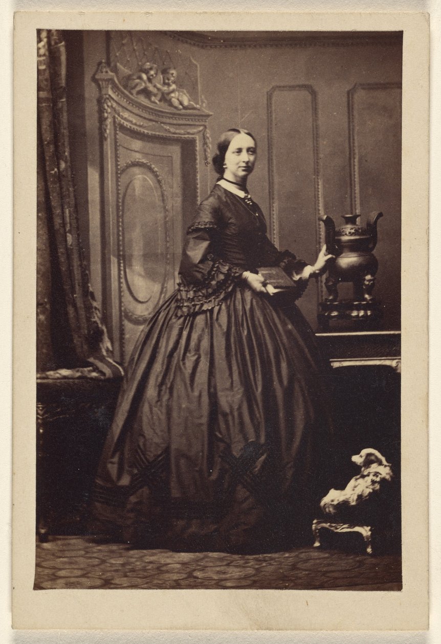 [身份不明的妇女拿着一本书，站着] 作者 卡米尔·西尔维（Camille Silvy）