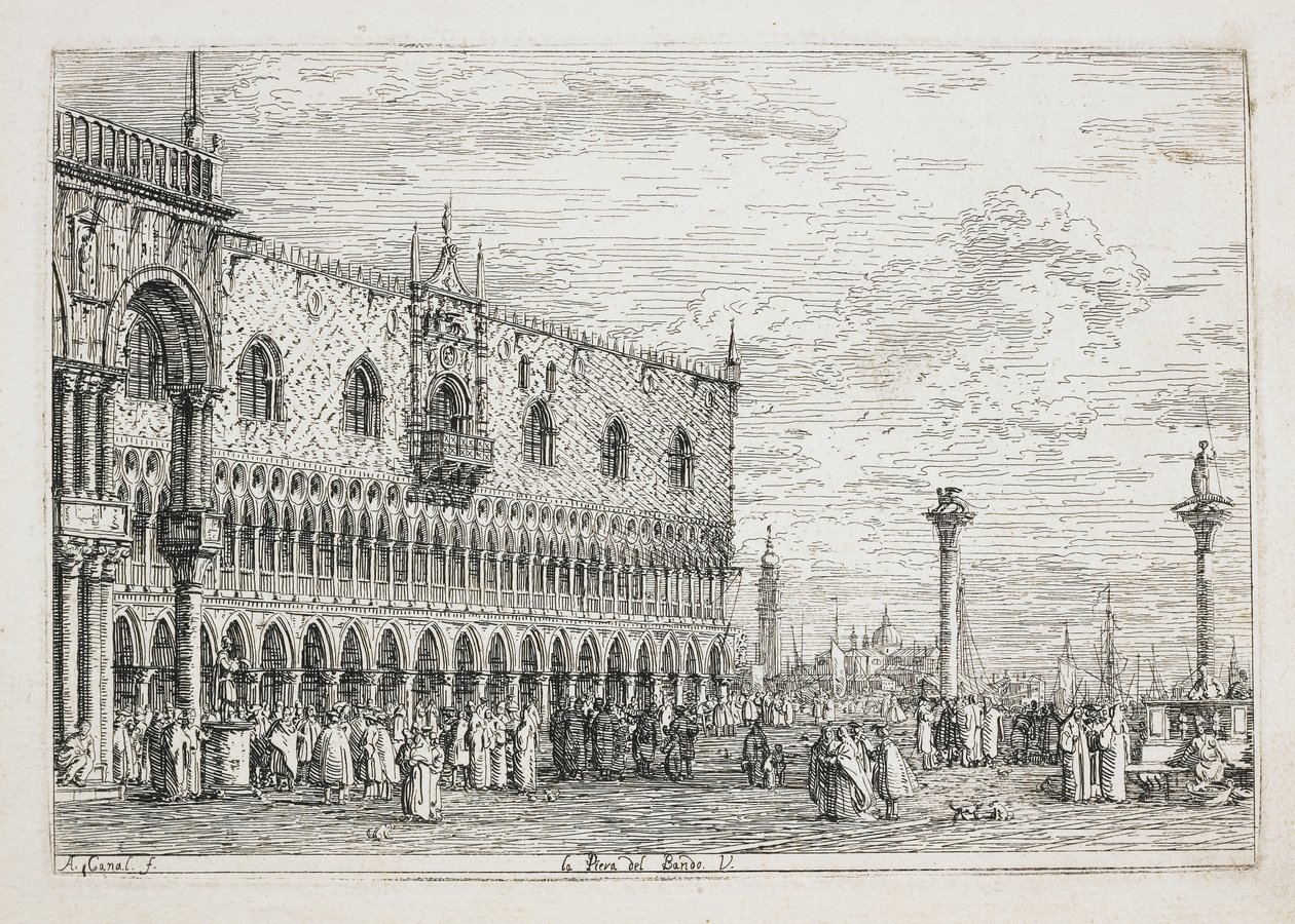La Piera del Bando（The Bulletlamation Stone，Venice），1740-1745 作者 乔瓦尼·安东尼奥运河（Canaletto）