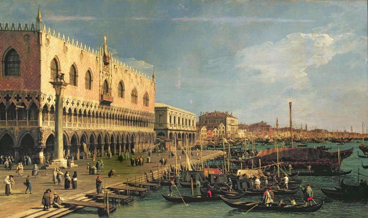 Palazzo Ducale和Riva degli Schiavoni，威尼斯 作者 乔瓦尼·安东尼奥运河（Canaletto）