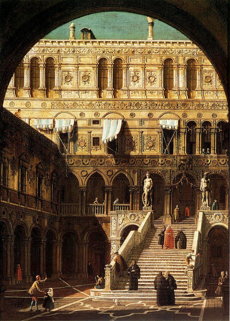 巨人队的步骤，威尼斯，1765年 作者 乔瓦尼·安东尼奥运河（Canaletto）