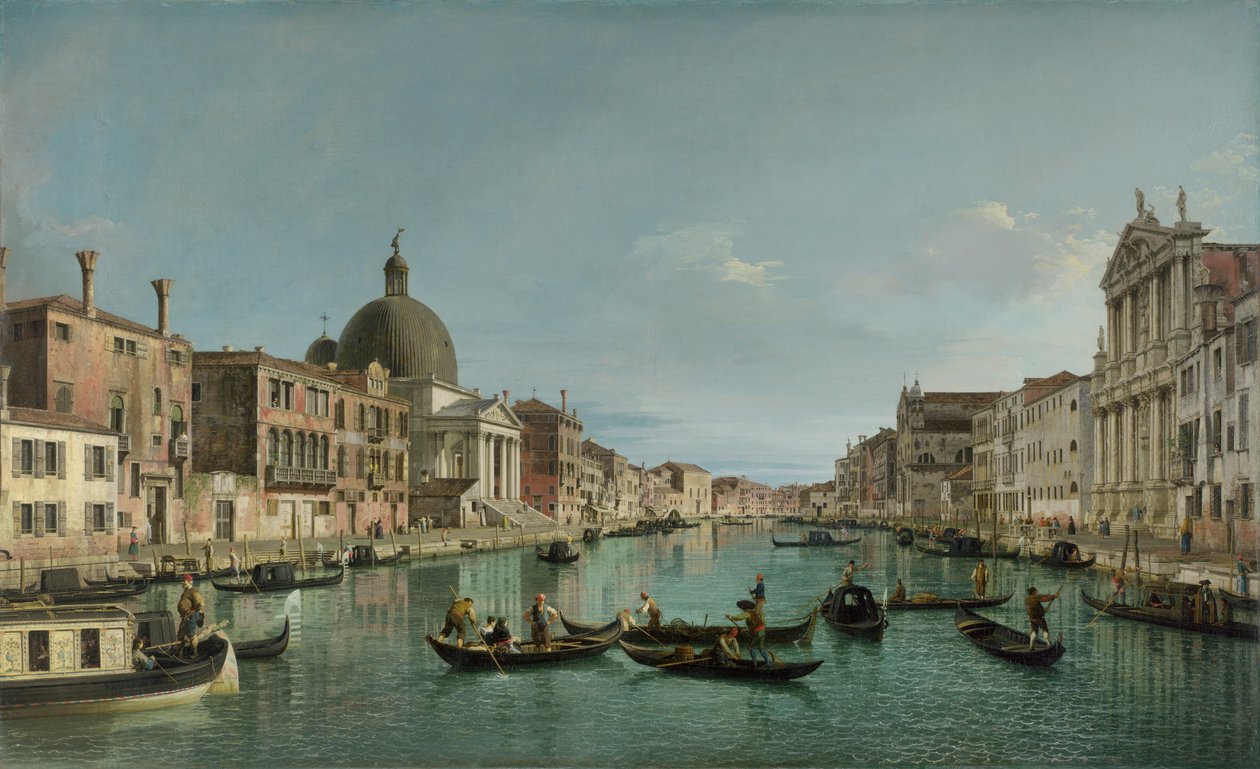 威尼斯大运河与San Simeone Piccolo和Scalzi教堂，c。 1738 作者 乔瓦尼·安东尼奥运河（Canaletto）