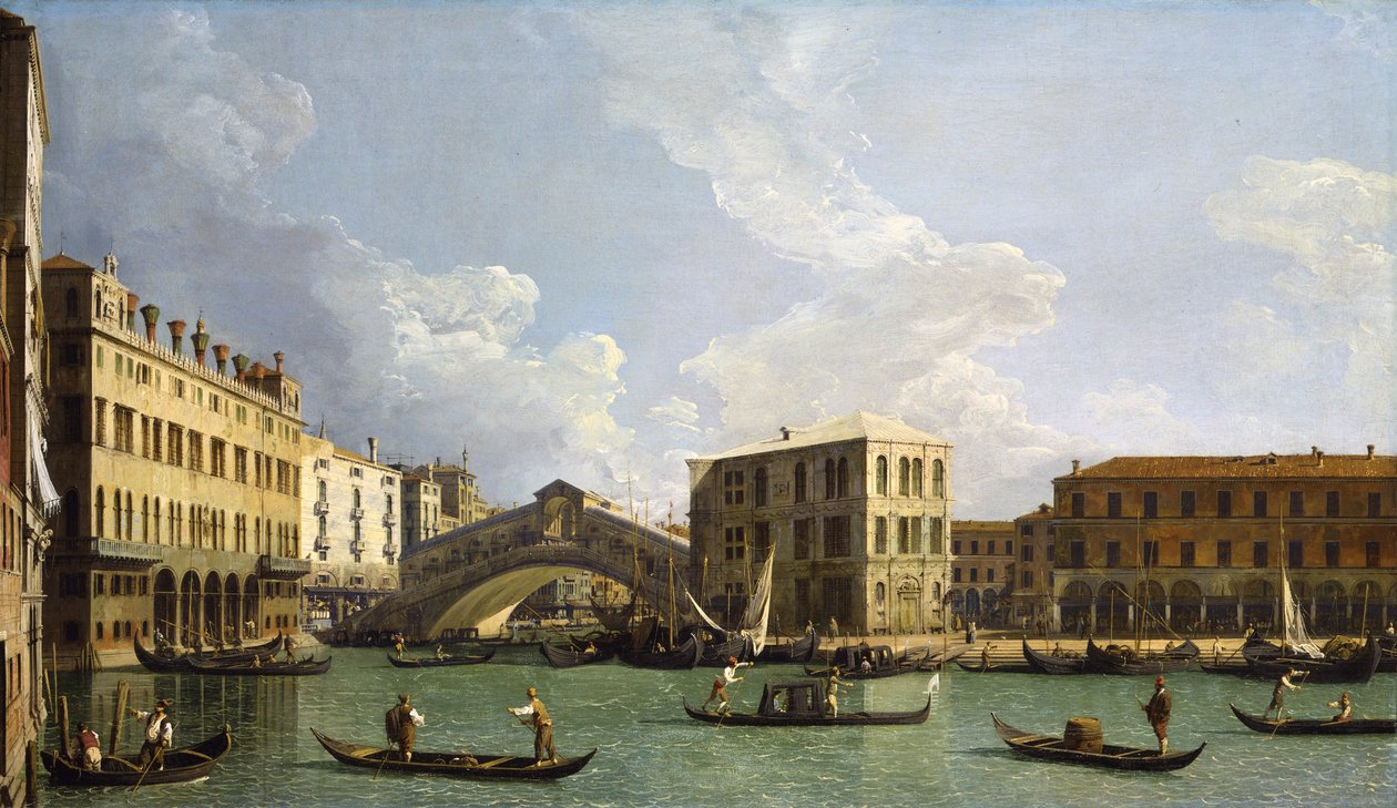 里亚托桥的视图，从北部，c.1734-35 作者 乔瓦尼·安东尼奥运河（Canaletto）