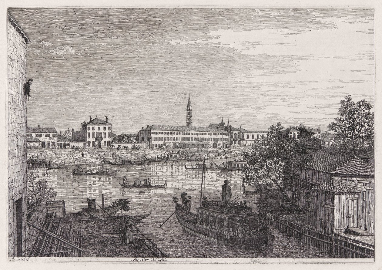 Ale Porte del Dolo（在多罗的水闸），选自 Vedute（风景）系列 作者 卡纳莱托（乔瓦尼安东尼奥运河）