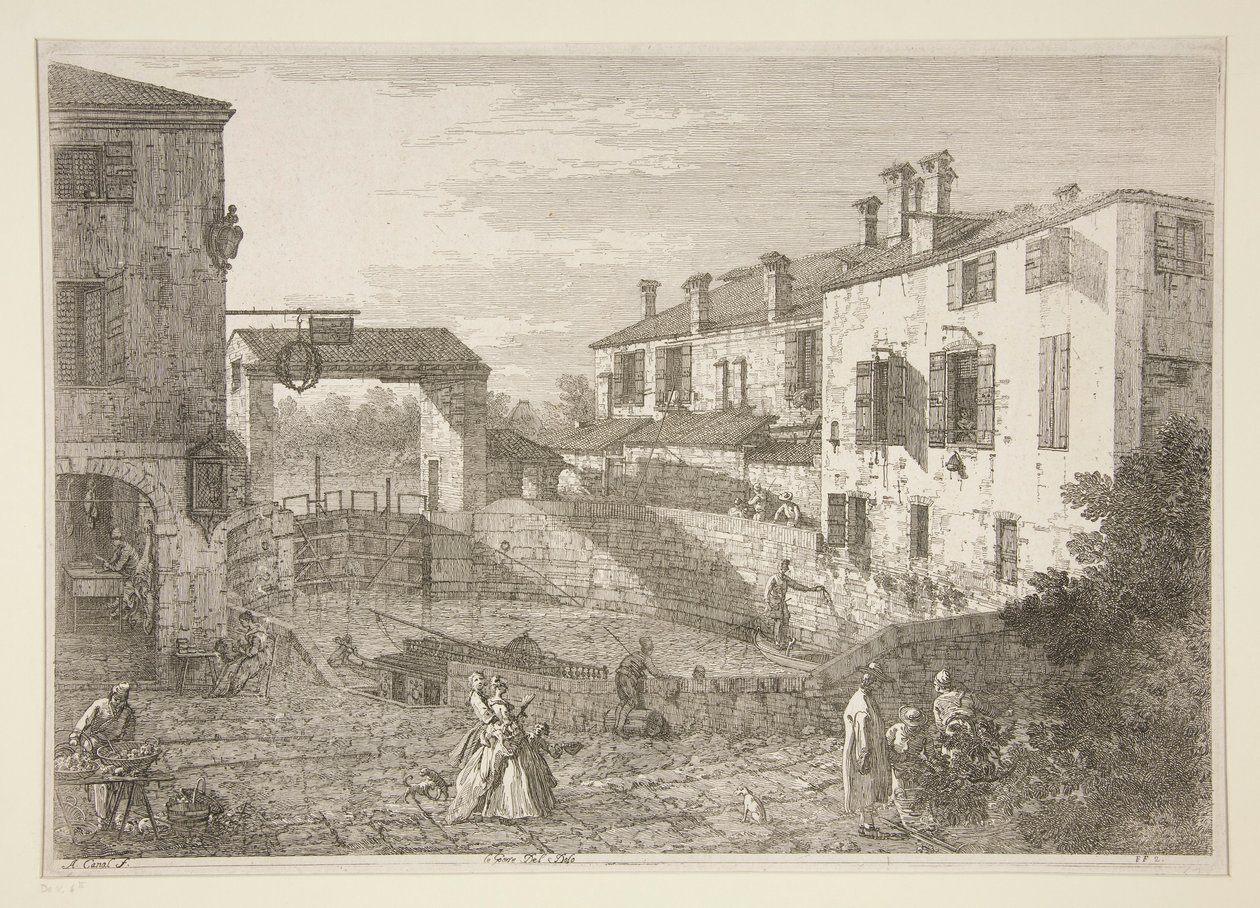 多洛之锁》（Le Porte del Dolo），选自《Vedute》（视图）系列 作者 卡纳莱托（乔瓦尼安东尼奥运河）
