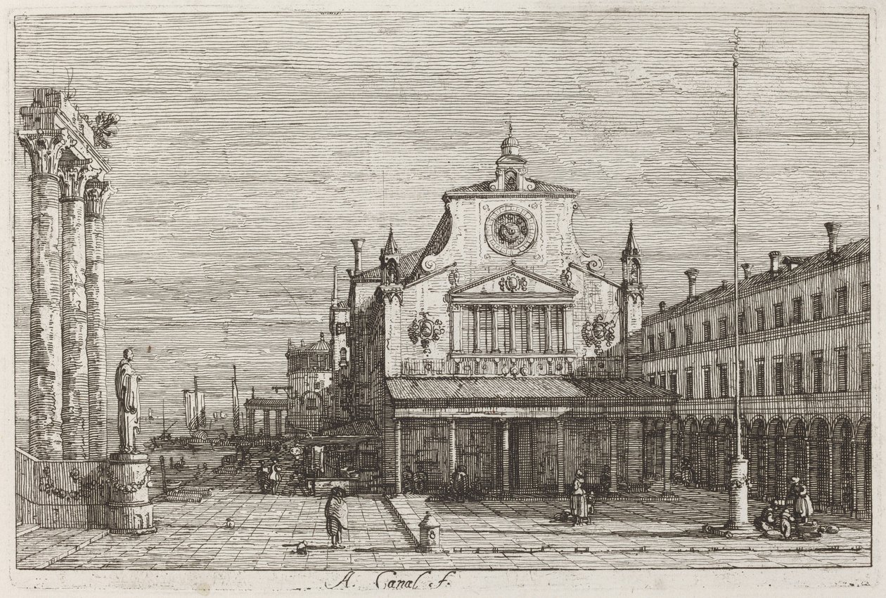 S. Giacomo di Rialto的虚景[右上]。 作者 卡纳莱托