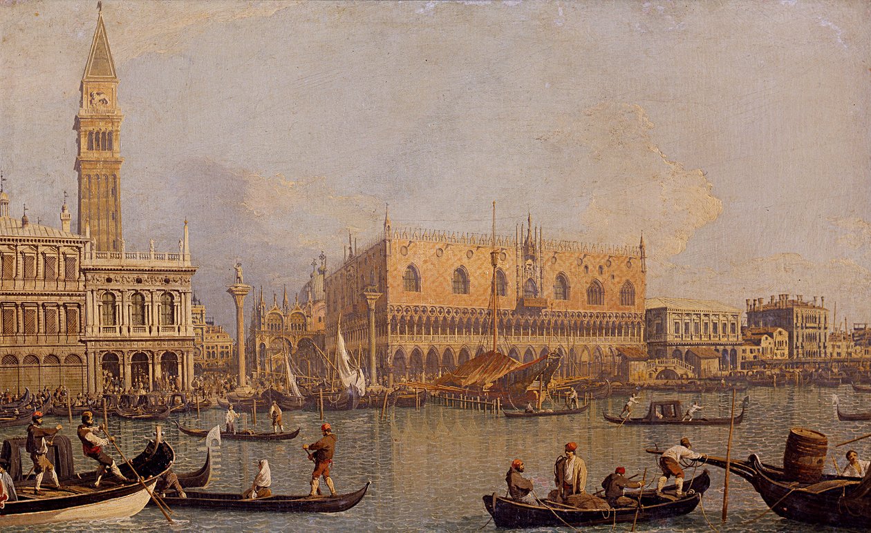 意大利文：Veduta del Palazzo Ducale di Venezia 威尼斯公爵宫景色 作者 卡纳莱托