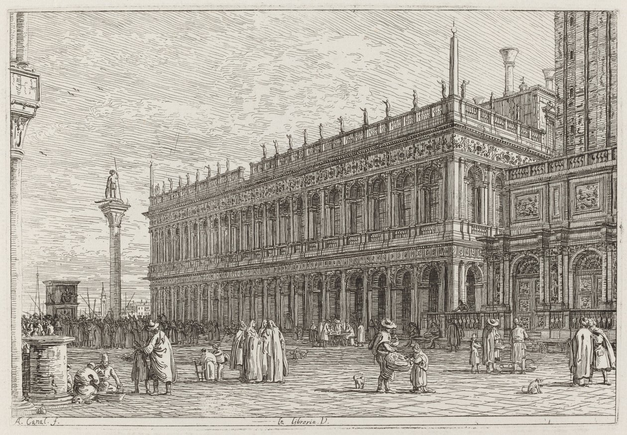 La libreria.V. [左上]，在1742年或之前。 作者 卡纳莱托