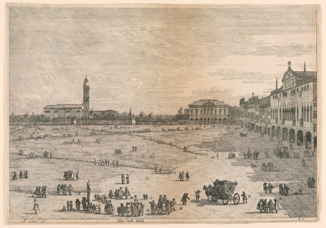 Prà della Valle (Prato della Valle, Padua), 摘自Vedute altre prese da i luoghi altre ideate 作者 卡纳莱托