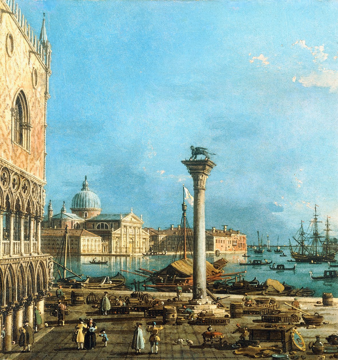 威尼斯的Piazzetta，以及Bacino di S. Marco和Isola di S. Giorgio Magiore， 作者 乔瓦尼·安东尼奥运河（Canaletto）