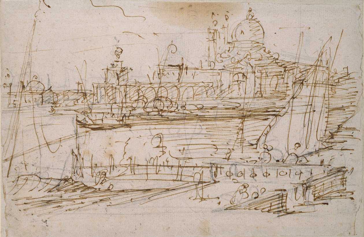 威尼斯：来自Molo di Terranova的Dogana和S. Maria della Salute，18世纪中期 作者 卡纳莱托