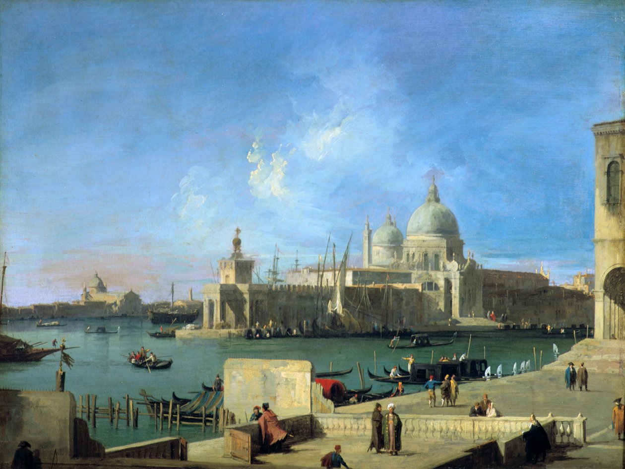 从威尼斯大运河的入口敬礼，c1727-1728年 作者 乔瓦尼·安东尼奥运河（Canaletto）