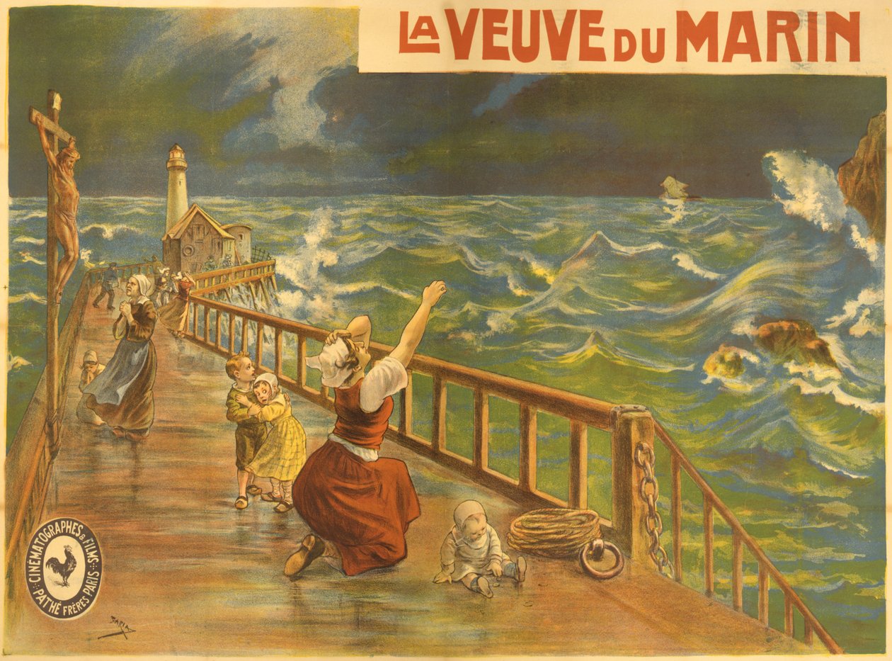 Pathe无声电影《La Veuve du Marin》的海报 作者 Candido Aragonez de Faria