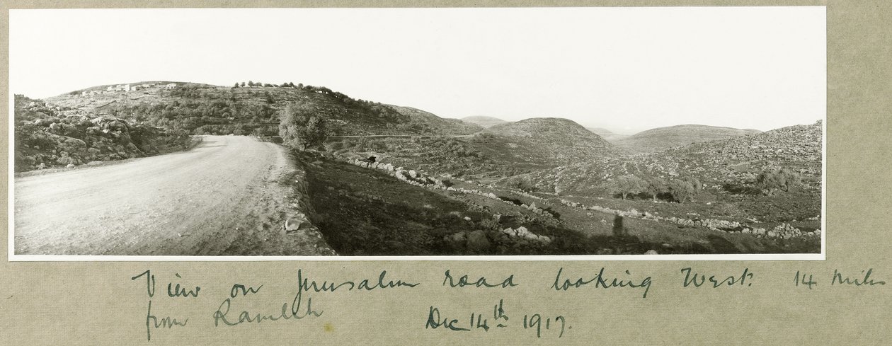 查看在耶路撒冷路向西看从Ramleh，1917年12月14日 作者 上尉亚瑟·罗兹（Arthur Rhodes）