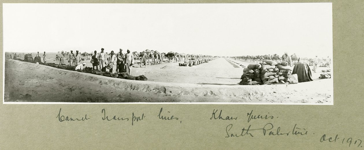 骆驼运输线，汗尤尼斯，1917年10月 作者 上尉亚瑟·罗兹（Arthur Rhodes）