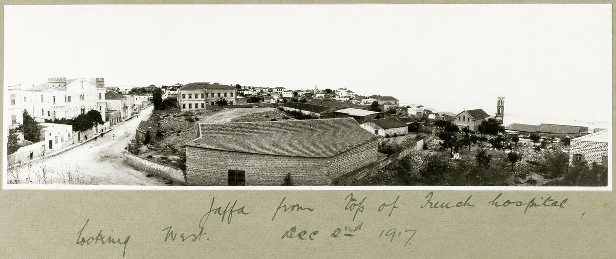 1917年12月2日，Jaffa从法国医院的顶端望向西方 作者 上尉亚瑟·罗兹（Arthur Rhodes）