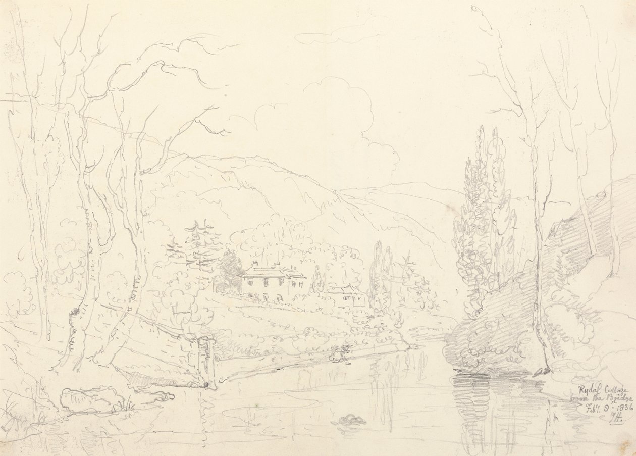 从桥上看吕达尔小屋，1836 年 2 月 8 日 作者 船长托马斯黑斯廷斯