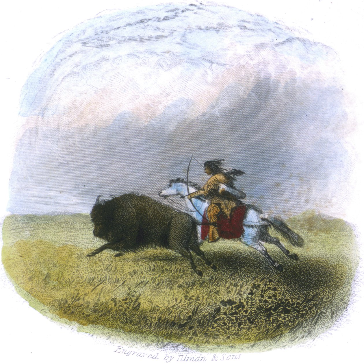 布法罗狩猎，由Tilman und Sons雕刻，1853年 作者 塞斯·伊士曼上尉