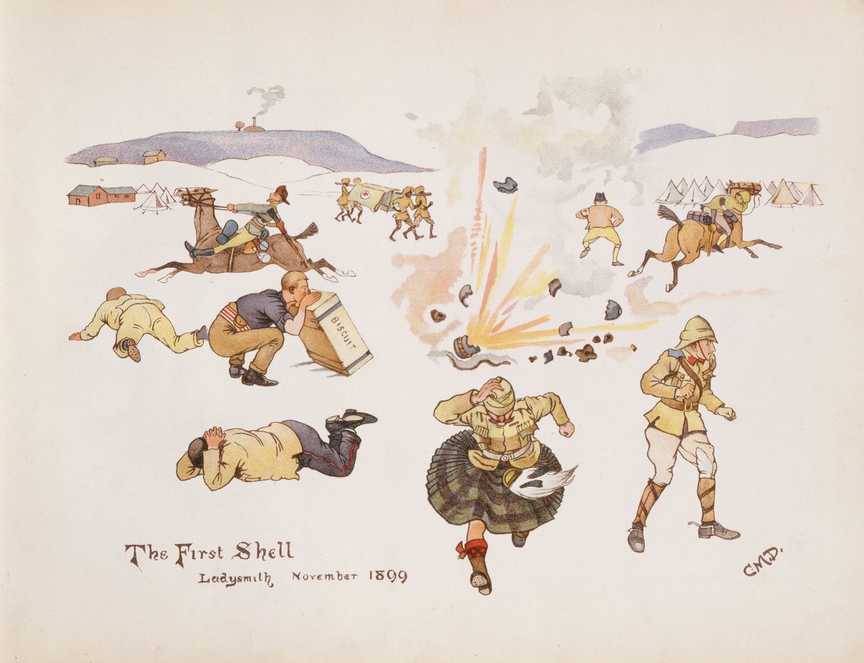 The First Shell，Ladysmith，1899年，来自莱迪史密斯的Leaguer，1900年 作者 克莱夫·迪克森船长