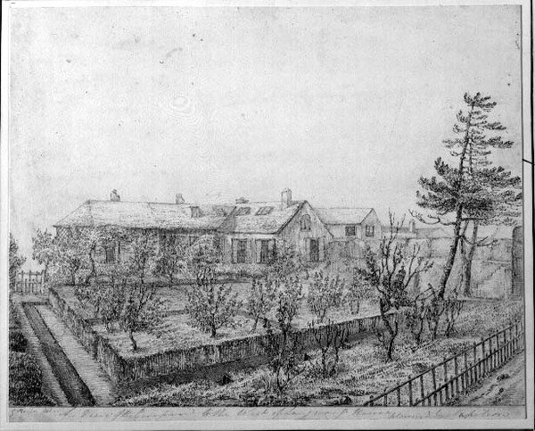 在圣赫勒拿岛的Longwood议院西部的果树园的看法，c.1821 作者 罗顿船长