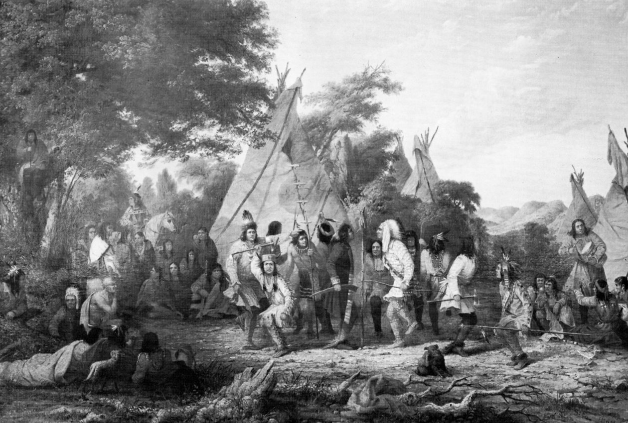 达科他州的狗舞，大约在1847年。 作者 塞斯·伊士曼上尉