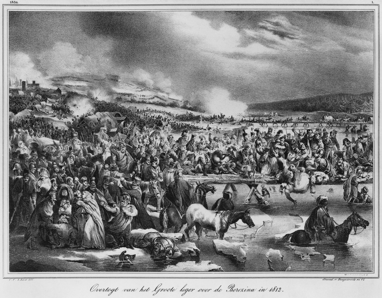 1812年11月穿越别列津纳，由Desguerrois（19世纪）雕刻 作者 卡雷尔·克里斯蒂安·安东尼·拉斯特