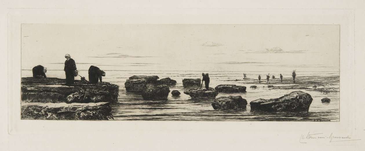 维勒斯的海藻采集者，c。 1885年 作者 卡雷尔·尼古拉斯·暴风范的格雷夫桑德