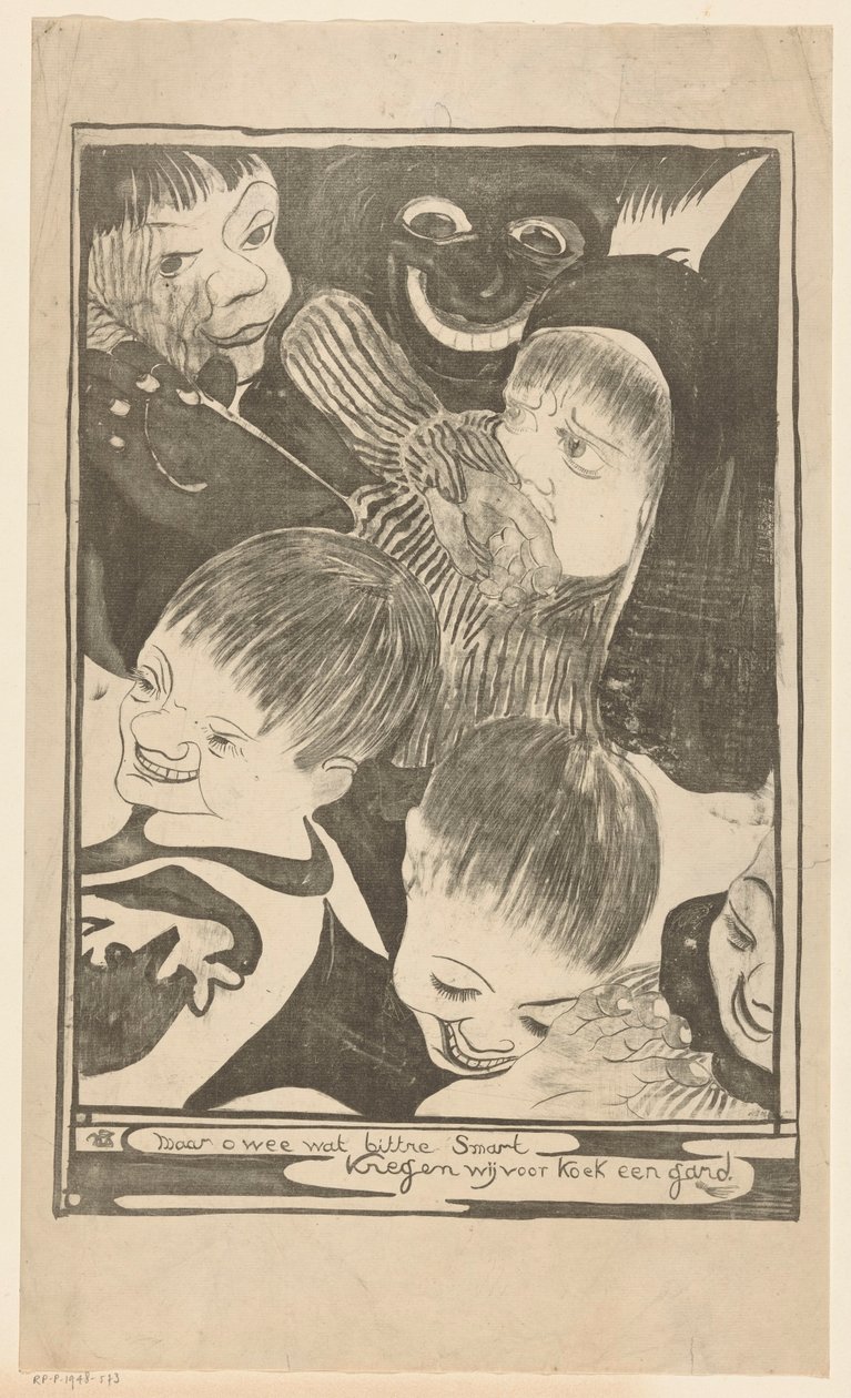 孩子们的头和咧嘴笑的脸 作者 Carel Adolph 狮子纪念章