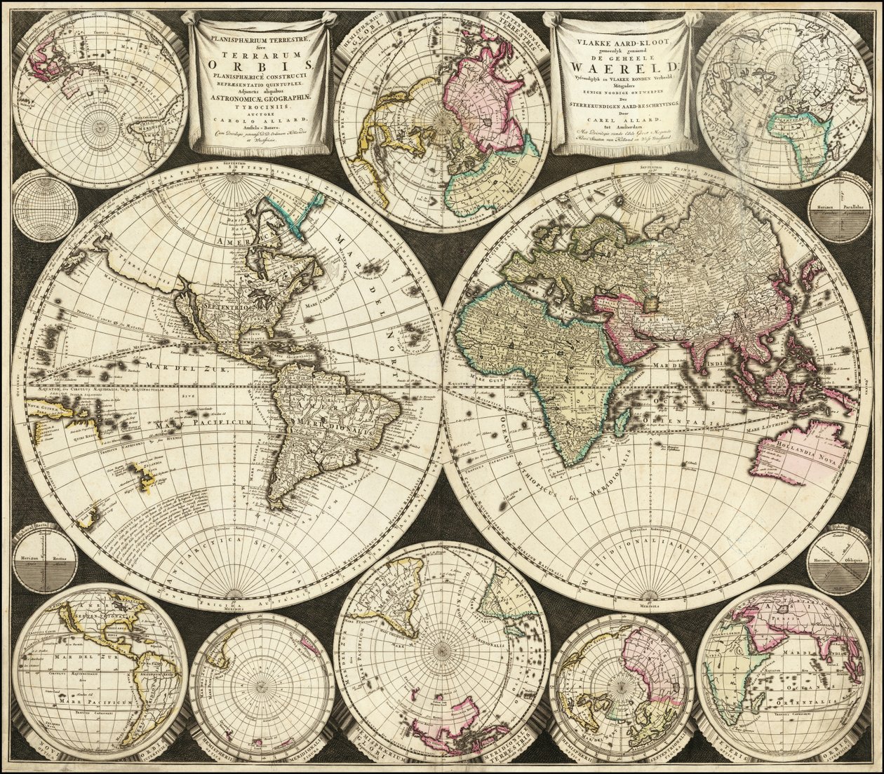 卡罗勒斯-阿拉德绘制的 1696 年世界地图 作者 卡雷尔·阿拉德