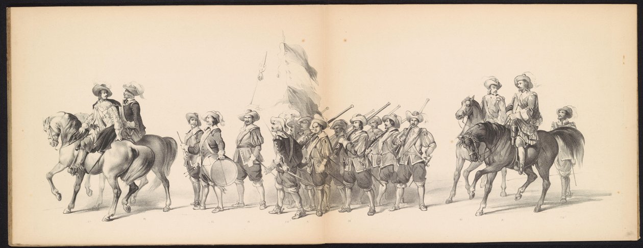 莱顿学生的化妆舞会，1850 年（图版 10）
1629 年弗雷德里克-亨德里克在埃尔托根博斯的演出：1850 年 6 月 11 日莱顿学院 H.H. 学生的化装舞会（实物上的系列标题） 作者 卡雷尔·克里斯蒂安·安东尼·拉斯特